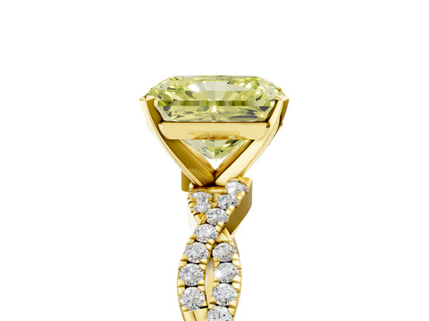 Yellow gold Fancy Yellow Radiant Cut Solitaire Twisted Pave Band with Four-Prong Setting_8