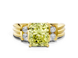 Yellow gold Fancy Yellow Radiant  Cut Three-Stone Channel Set Ring with Bar Prongs_28