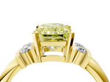 Yellow gold Fancy Yellow Radiant  Cut Three-Stone Channel Set Ring with Bar Prongs_32