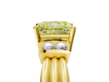 Yellow gold Fancy Yellow Radiant  Cut Three-Stone Channel Set Ring with Bar Prongs_33