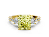 Yellow gold Fancy Yellow Radiant  Cut Three-Stone Diamond Pavé Band with Prong Setting_17