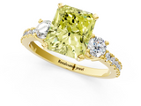 Yellow gold Fancy Yellow Radiant  Cut Three-Stone Diamond Pavé Band with Prong Setting_18