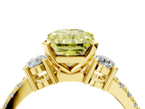 Yellow gold Fancy Yellow Radiant  Cut Three-Stone Diamond Pavé Band with Prong Setting_21