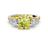Yellow gold Fancy Yellow Radiant  Cut Three-Stone Diamond Pave Band with Prong Setting_37