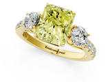 Yellow gold Fancy Yellow Radiant  Cut Three-Stone Diamond Pave Band with Prong Setting_38