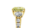 Yellow gold Fancy Yellow Radiant  Cut Three-Stone Diamond Pave Band with Prong Setting_42