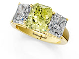 Yellow gold Fancy Yellow Radiant Cut Three-Stone Diamond Ring with Prong Setting on a Classic Band_19