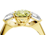 Yellow gold Fancy Yellow Radiant Cut Three-Stone Diamond Ring with Prong Setting on a Classic Band_22