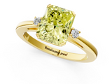 Yellow gold Fancy Yellow Radiant  Cut Three-Stone Solitaire Ring with Round Accent Diamonds and Four-Prong Setting_21