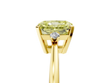 Yellow gold Fancy Yellow Radiant  Cut Three-Stone Solitaire Ring with Round Accent Diamonds and Four-Prong Setting_25