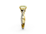 Yellow gold Fancy Yellow Radiant  Cut Twist Band Solitaire Diamond Ring with Pavé Setting_5