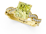 Yellow gold Fancy Yellow Radiant  Cut Twisted Pavé Band Solitaire Ring with Four-Prong Setting_54