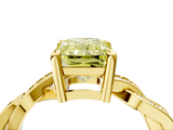 Yellow gold Fancy Yellow Radiant  Cut Twisted Pavé Band Solitaire Ring with Four-Prong Setting_57