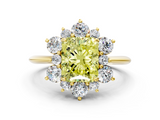 Yellow gold Fancy Yellow Radiant  Diamond Cluster Halo Ring with Solitaire Band and Four-Prong Setting_20