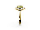 Yellow gold Fancy Yellow Radiant  Diamond Cluster Halo Ring with Solitaire Band and Four-Prong Setting_22