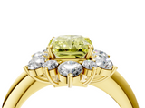 Yellow gold Fancy Yellow Radiant  Diamond Cluster Halo Ring with Solitaire Band and Four-Prong Setting_24