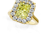 Yellow gold Fancy Yellow Radiant  Diamond Cluster Halo Solitaire with Four-Prong Setting_78