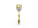 Yellow gold Fancy Yellow Radiant  Diamond Cluster Leaf Design Ring with Prong Setting_56