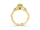 Yellow gold Fancy Yellow Radiant  Diamond Cluster Leaf Design Ring with Prong Setting_57