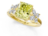 Yellow gold Fancy Yellow Radiant  Diamond Floral Cluster Ring with Solitaire Band and Prong Setting_27