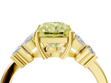 Yellow gold Fancy Yellow Radiant  Diamond Floral Cluster Ring with Solitaire Band and Prong Setting_30