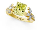 Yellow gold Fancy Yellow Radiant  Diamond Floral Vine Solitaire Engagement Ring_4