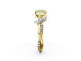 Yellow gold Fancy Yellow Radiant  Diamond Floral Vine Solitaire Engagement Ring_5