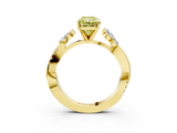 Yellow gold Fancy Yellow Radiant  Diamond Floral Vine Solitaire Engagement Ring_6