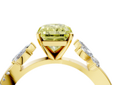 Yellow gold Fancy Yellow Radiant  Diamond Floral Vine Solitaire Engagement Ring_7