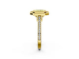 Yellow gold Fancy Yellow Radiant  Diamond Halo Ring with Milgrain Frame and Pavé Band 2