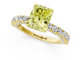 Yellow gold Fancy Yellow Radiant  Diamond Pavé Band Solitaire Ring with Four-Prong Setting_46