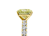 Yellow gold Fancy Yellow Radiant  Diamond Pavé Band Solitaire Ring with Four-Prong Setting_50