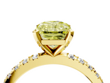 Yellow gold Fancy Yellow Radiant  Diamond Pavé Band Solitaire with Four-Prong Setting_137