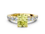 Yellow gold Fancy Yellow Radiant  Diamond Pavé Band Solitaire with Four-Prong Setting_3