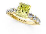 Yellow gold Fancy Yellow Radiant  Diamond Pavé Band Solitaire with Four-Prong Setting_4