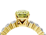 Yellow gold Fancy Yellow Radiant  Diamond Pavé Band Solitaire with Four-Prong Setting_7