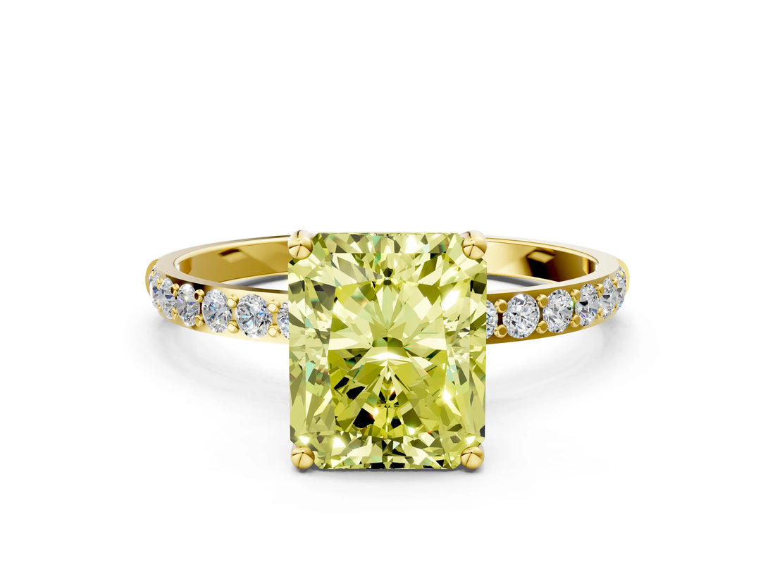 Yellow gold Fancy Yellow Radiant  Diamond Pavé Band with Six-Prong Setting_51