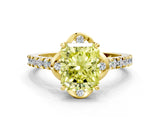 Yellow gold Fancy Yellow Radiant  Diamond Pave Band with Floral Prong Setting_27