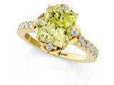 Yellow gold Fancy Yellow Radiant  Diamond Pave Band with Floral Prong Setting_28