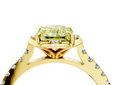 Yellow gold Fancy Yellow Radiant  Diamond Pave Band with Floral Prong Setting_31