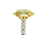 Yellow gold Fancy Yellow Radiant  Diamond Pave Band with Floral Prong Setting_32