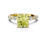 Yellow gold Fancy Yellow Radiant  Diamond Prong Set Engagement Ring with Pave Band_200