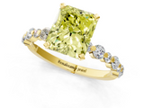 Yellow gold Fancy Yellow Radiant  Diamond Prong Set Engagement Ring with Pave Band_201