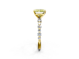 Yellow gold Fancy Yellow Radiant  Diamond Prong Set Engagement Ring with Pave Band_202