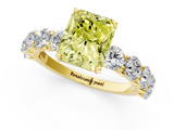 Yellow gold Fancy Yellow Radiant  Diamond Prong Setting with Side Stones on a Pave Band_135