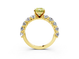 Yellow gold Fancy Yellow Radiant  Diamond Prong Setting with Side Stones on a Pave Band_137