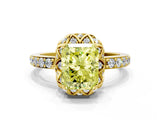 Yellow gold Fancy Yellow Radiant  Diamond Solitaire Ring with Shared Prong Pavé Band_66