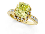Yellow gold Fancy Yellow Radiant  Diamond Solitaire Ring with Shared Prong Pavé Band_67