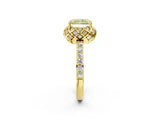 Yellow gold Fancy Yellow Radiant  Diamond Solitaire Ring with Shared Prong Pavé Band_68
