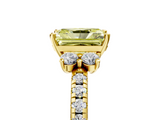 Yellow gold Fancy Yellow Radiant  Diamond Three-Stone Pave Band with Four-Prong Setting_25